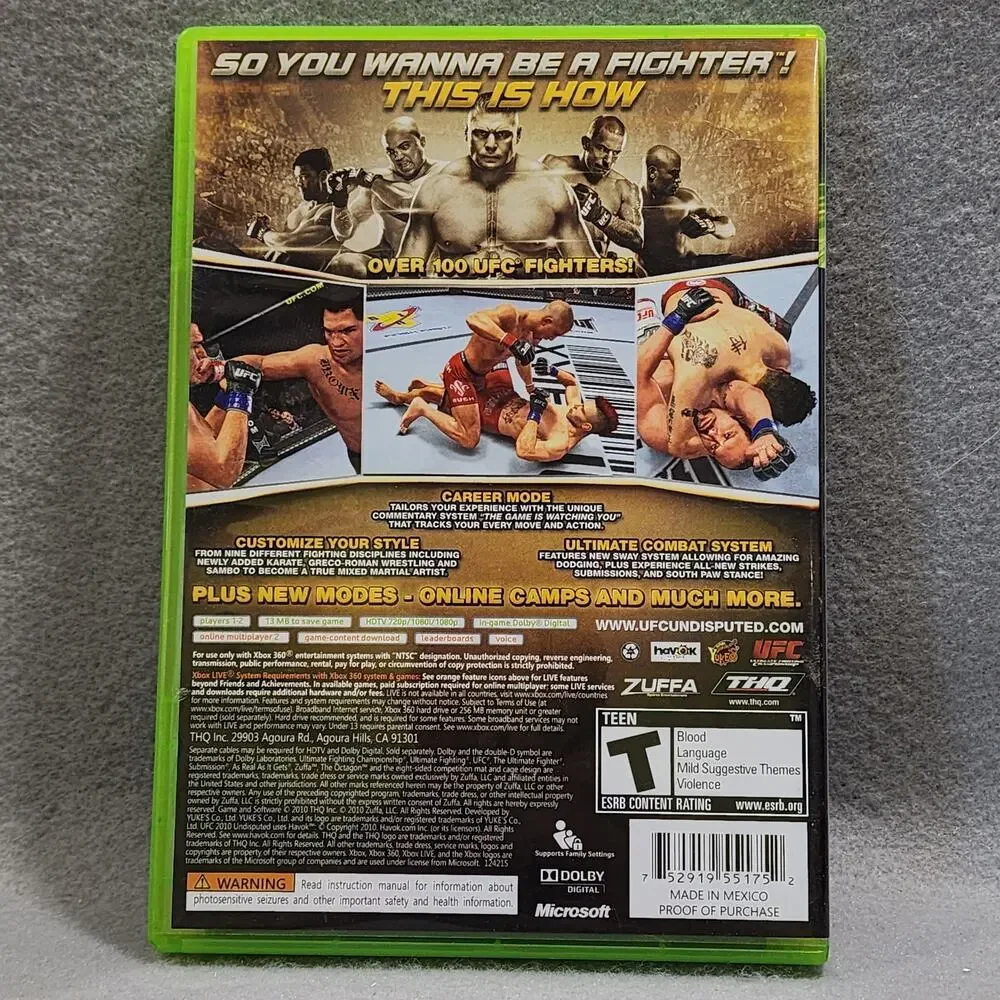 UFC UNDISPUTED 2010 XBox 360 (2010) Complete With Manual Untested